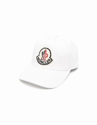 Moncler Mens Archive Logo Cotton Cap White - Size: 0