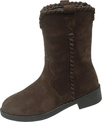 Generic Ladies Ankle Boots Comfortable Chunky Heel Walking Booties Round Toe Stylish Vintage Low Heel Casual Wide Calf Slip On Ladies Short Boots Fall Winter