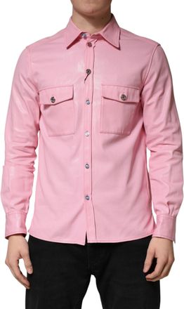 Dolce & Gabbana Pink Cotton Collared Men Button Down Mens Shirt
