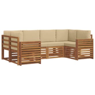 vidaXL Conjunto De Sof&aacute; Seccional Con Coj&iacute;n 6 Pcs Natural Y Beige Vidaxl