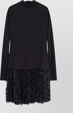 HUGO BOSS textured knitwear with long sleeves and fringe