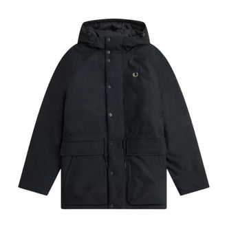 Fred Perry Zwarte Hooded Jas - Heren - Winterjassen - Zwart - S - Nylon - Jassen