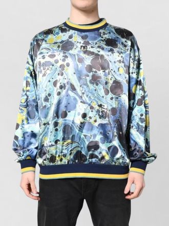 Dolce & Gabbana silk marble print relaxed-fit pullover sweater