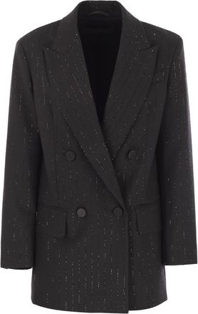 Max Mara Womens Appia - Double-breasted Blazer In Wool And Sequins - Black - Size EU 38 (Womens)