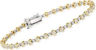 Ross-Simons Bezel-Set Diamond Tennis Bracelet in 14kt 2-Tone Gold