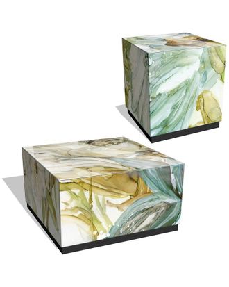 Empire Art Direct Seaglass Garden I & Ii By Elizabeth Franklin Table Set