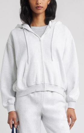 BP. Relaxed Cotton Blend Zip Hoodie in Grey Fog Heather at Nordstrom, Size Xx-Small