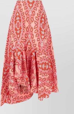 Etro printed asymmetric cotton midi skirt