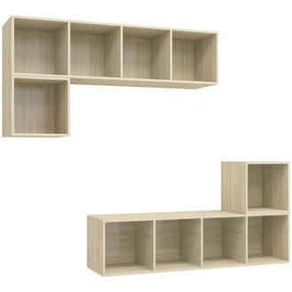 vidaXL Vidaxl - Juego De Muebles De Sal&oacute;n 4 Pzas Madera Ingenier&iacute;a Roble Sonoma