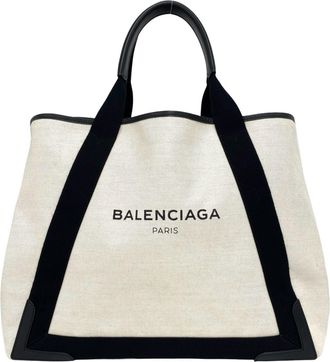 Balenciaga Black White Canvas Leather Pouch Shoulder Bag Tote Bag (Pre-Owned)
