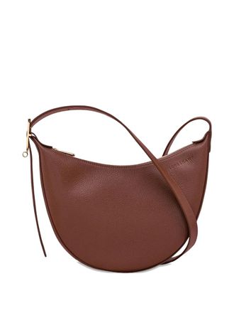 Longchamp small Le Foulonn&eacute; grained-leather cross body bag - women - Calf Leather/Recycled Polyester - One Size - Brown