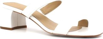 Michael Kors Jules Mid Sandal - Dames - Muiltjes - Wit - 39 EU - Leer - Schoenen