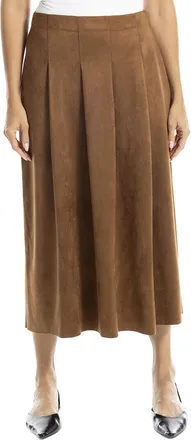 Max Studio Pleated Suede Skirt