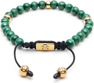 Nialaya Malachite Gold Beaded Bracelet in Malachite /Gold at Nordstrom, Size X-Large