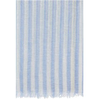 Gerard Darel Dominique Linen Blend Striped Scarf in Sky Blue at Nordstrom