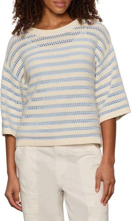 Sanctuary Elle Stripe Crochet Knit Sweater in Blue Aura/Collagen White at Nordstrom, Size Xx-Large P