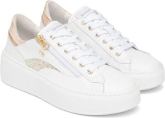 Nero Giardini Side Zip Platform Sneaker in White Multi at Nordstrom, Size 5Us