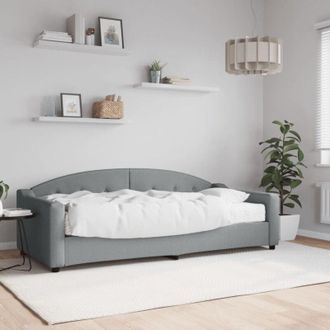 vidaXL Sof&aacute; Cama Con Colch&oacute;n Tela Gris Claro 90x200 Cm Vidaxl