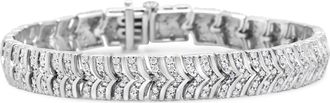 House of Brilliance 925 Sterling Silver 3.00 Cttw Diamond Chevron Link Bracelet
