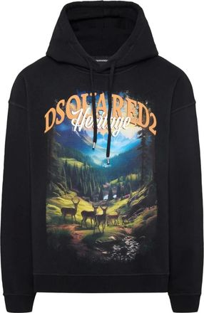 Dsquared2 Heren, Sweatshirts & Hoodies, Zwart, Maat: M Katoen