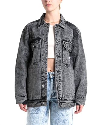 Deus Crosby Work Jacket In Black Acid Stonewash