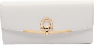 Ferragamo White Leather Long Wallet (Bi-Fold) (Pre-Owned)