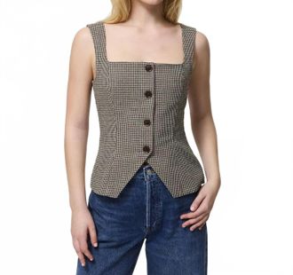 French Connection Houndstooth Sleeveless Top In Brown