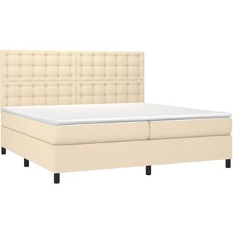 vidaXL Vidaxl - Cama Box Spring Colch&oacute;n Y Luces Led Tela Crema 200x200 Cm