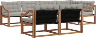 vidaXL Conjunto De Sof&aacute;s De Exterior 7 Uds. Natural Y Gris Claro Vidaxl