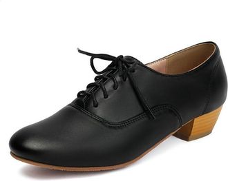 Generic Womens Round Toe Stacked Heels Vintage Oxfords Pumps Comfort Versatile Brouges Dress Shoes (Black,7.5)