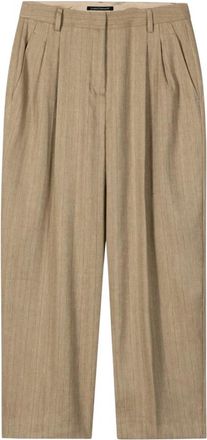 Luisa Cerano Cropped Broeken - Dames - Vrijetijds broeken - Beige - M - Linnen - Broeken