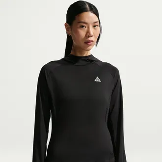 Nike Womens Nike ACG UV-Resistant Hooded Trail Running Mid-Layer Top in Black | IO9755-010