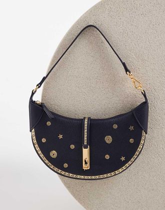 Polo Ralph Lauren mini borsa a spalla blu navy con dettaglio dorato