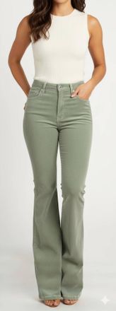 Amiri Velour Flare Stack Jeans Pants In Pale Lime