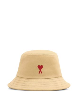 Ami Ami De Coeur embroidery bucket hat - unisex - Cotton - 56 - Neutrals