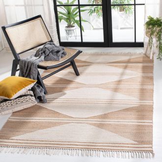 Safavieh Kilim Hand Made Area Rug, Natural / Ivory Bohemian Style Non-Shedding