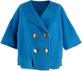 Marni Blue Short Sleeve Double Breasted Jacket with Gold Buttons Size XS