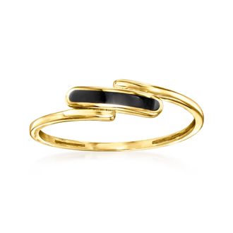 Canaria Canaria Black Enamel Bypass Ring in 10kt Yellow Gold