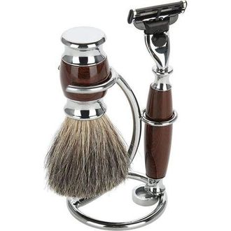 OEM Support De Rasoir De Rasage En Acier Inoxydable, Kit DOutils De Rasage Pour Hommes 2 En 1 Support, Blaireau De Rasage Manuel Courb&eacute; Portable Pour Comp
