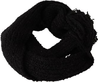 Dolce & Gabbana Womens Virgin Wool Knitted Wrap Shawl Black Nylon