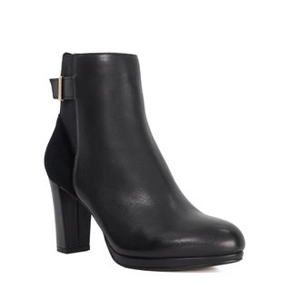 Dune London Womens Ladies Olens - Leather Buckle Detail Heeled Boots - Black - Size UK 8