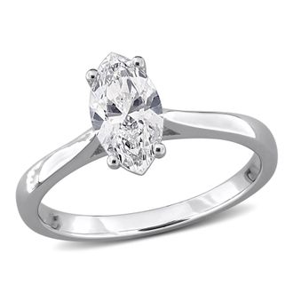 Mimi & Max Created Forever 1ct TGW Marquise or Emerald Cut Lab-Grown Diamond Engagement Ring Sterling Silver