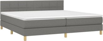 vidaXL Vidaxl - Cama Box Spring Con Colch&oacute;n Y Led Tela Gris Oscuro 200x200 Cm