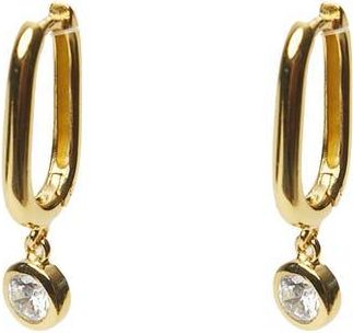 Argento Vivo Cubic Zirconia Charm Oval Hoop Earrings in Gold at Nordstrom Rack