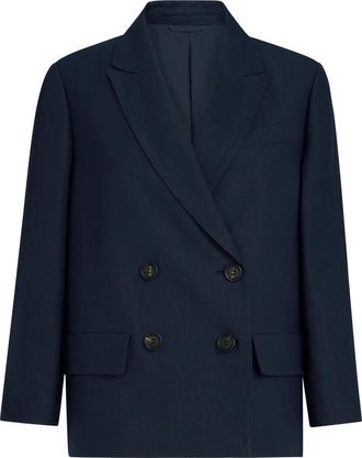 Brunello Cucinelli Fluid twill blazer with monili in Blue at Nordstrom, Size 36 It