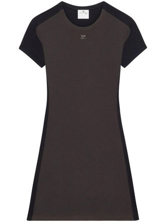 Courr&egrave;ges contrast-frame cotton mini dress - women - Cotton - S - Brown