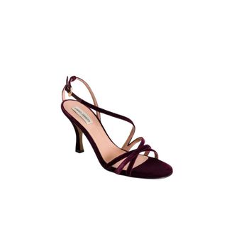 Alberta Ferretti Velvet Heeled Sandal - female - Alberta Ferretti - High Heel Sandals - Red - 8 UK - Shoes