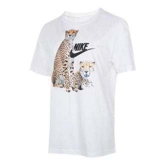 Nike (WMNS) Nike animal Logo Cartoon Printing Sports Short Sleeve White DD1486-100