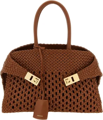 Ferragamo Brown Calfskin Womens Handbag