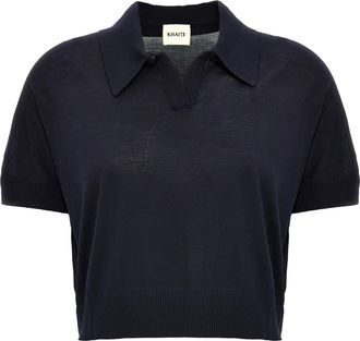 Khaite Blue Wool Shortsleeve Womens Shirt